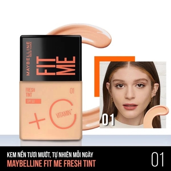 Kem Nền Căng Mướt Maybelline Fit Me Fresh Tint Vitamin C Foundation SPF50 PA+++ 30ml