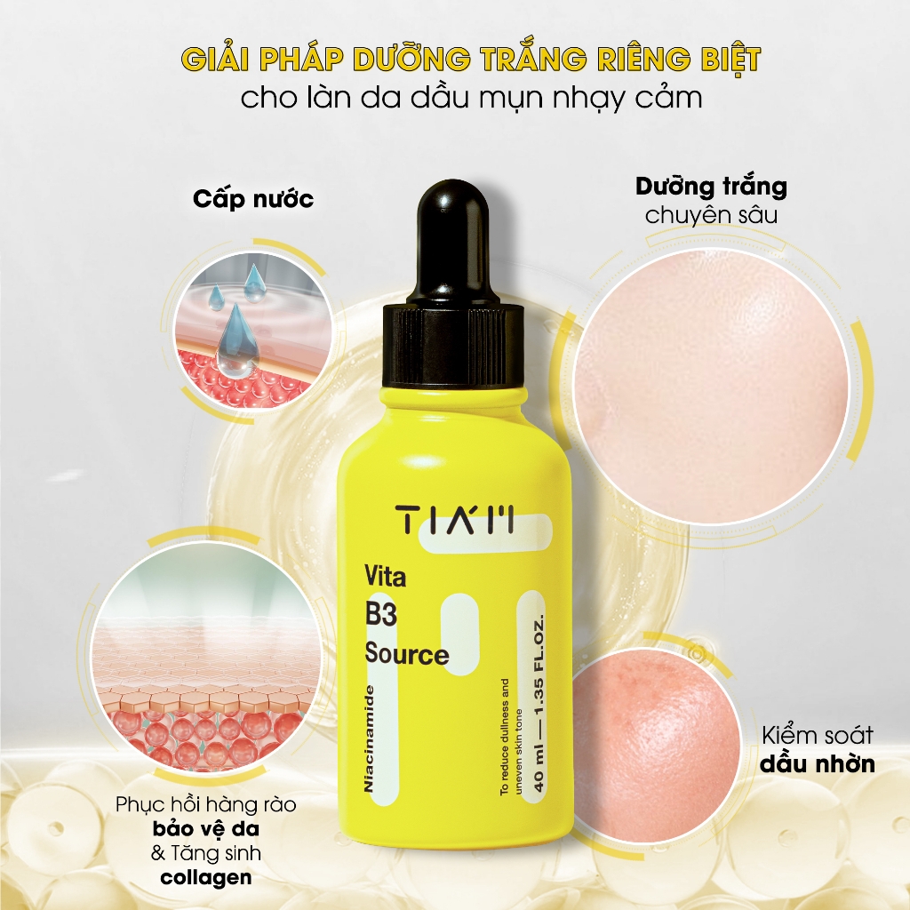Tinh Chất Dưỡng Trắng Da, Phục Hồi Da Sau Mụn Tia'm Vita B3 Source Serum 40ml