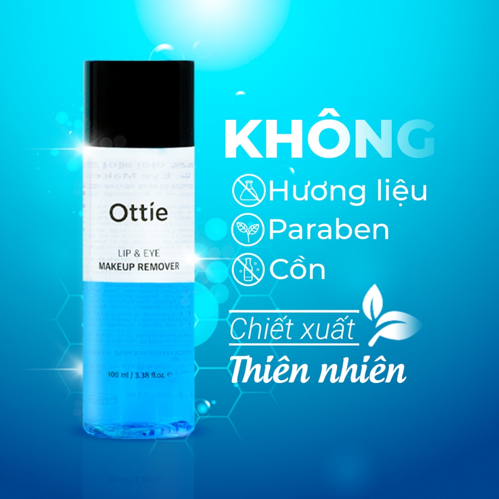 Nước Tẩy Trang Mắt Và Môi 2 Lớp Sạch Sâu Lớp Makeup Ottie Lip＆Eye Makeup Remover 100ml