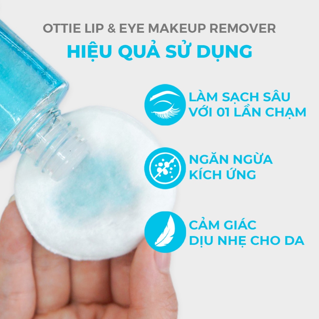 Nước Tẩy Trang Mắt Và Môi 2 Lớp Sạch Sâu Lớp Makeup Ottie Lip＆Eye Makeup Remover 100ml