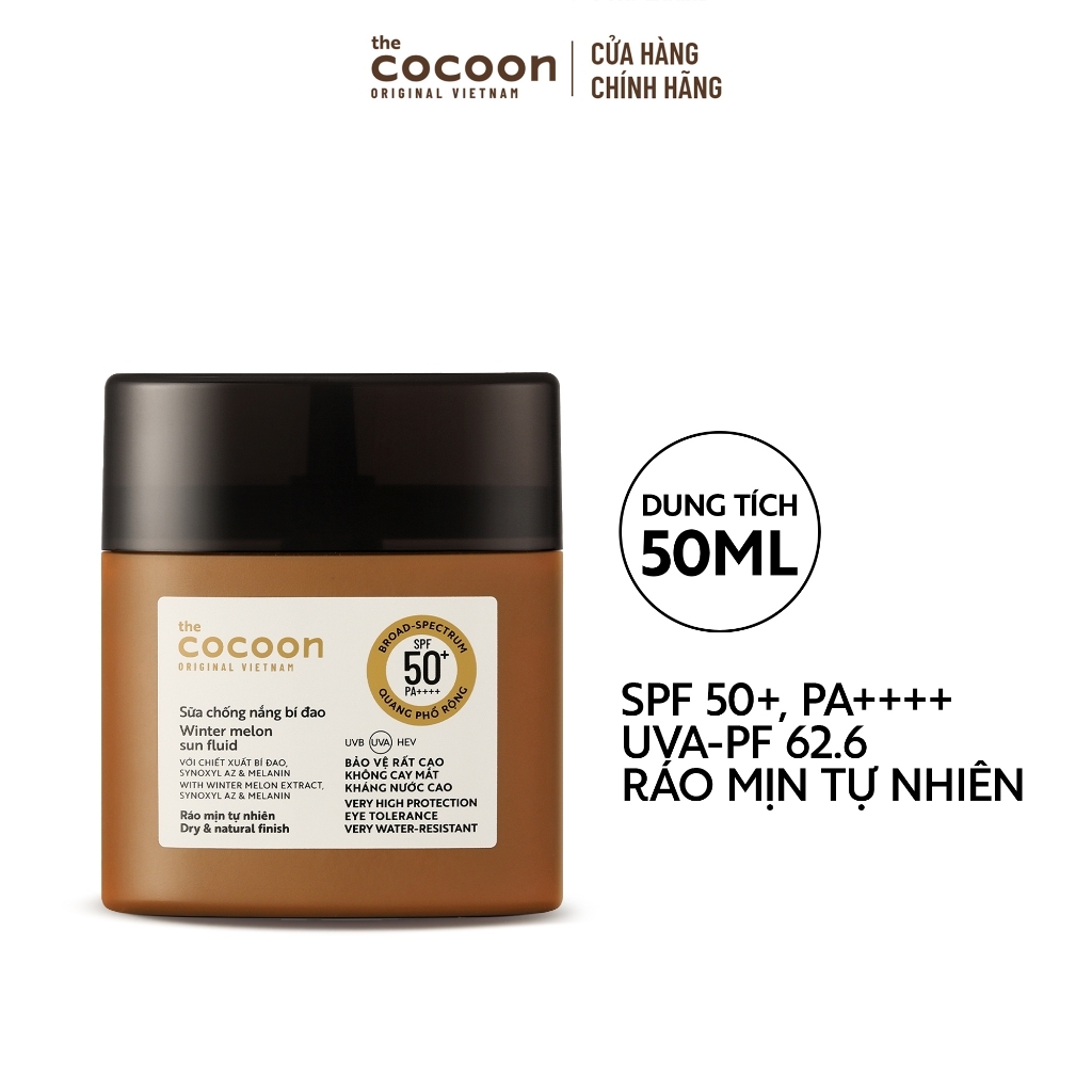 Sữa Chống Nắng Bí Đao Ráo Mịn Tự Nhiên Cocooon SPF 50+ PA++++50ml