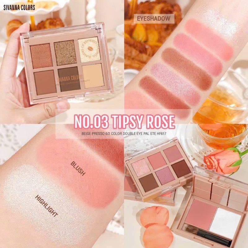 Bảng Phấn Mắt Trang Điểm Đa Năng 6 ô - 2 tầng Sivanna Colors Fall In Love Eyeshadow Palette HF617