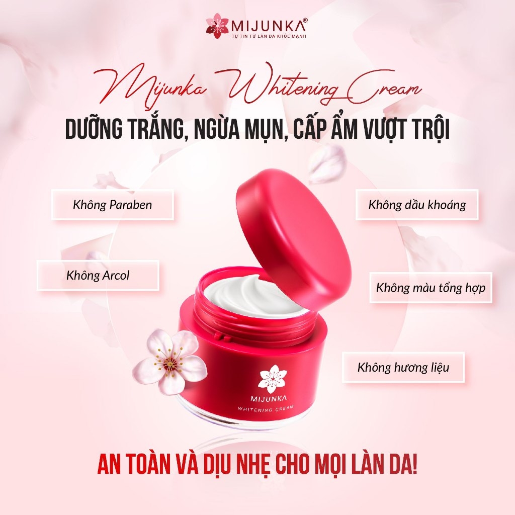 Kem Dưỡng Trắng Da Cao Cấp Mijunka Whitening Cream Nhật Bản 50g