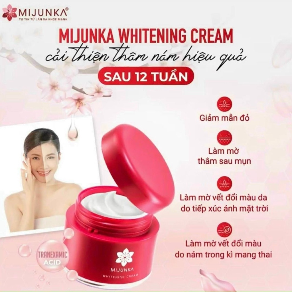 Kem Dưỡng Trắng Da Cao Cấp Mijunka Whitening Cream Nhật Bản 50g