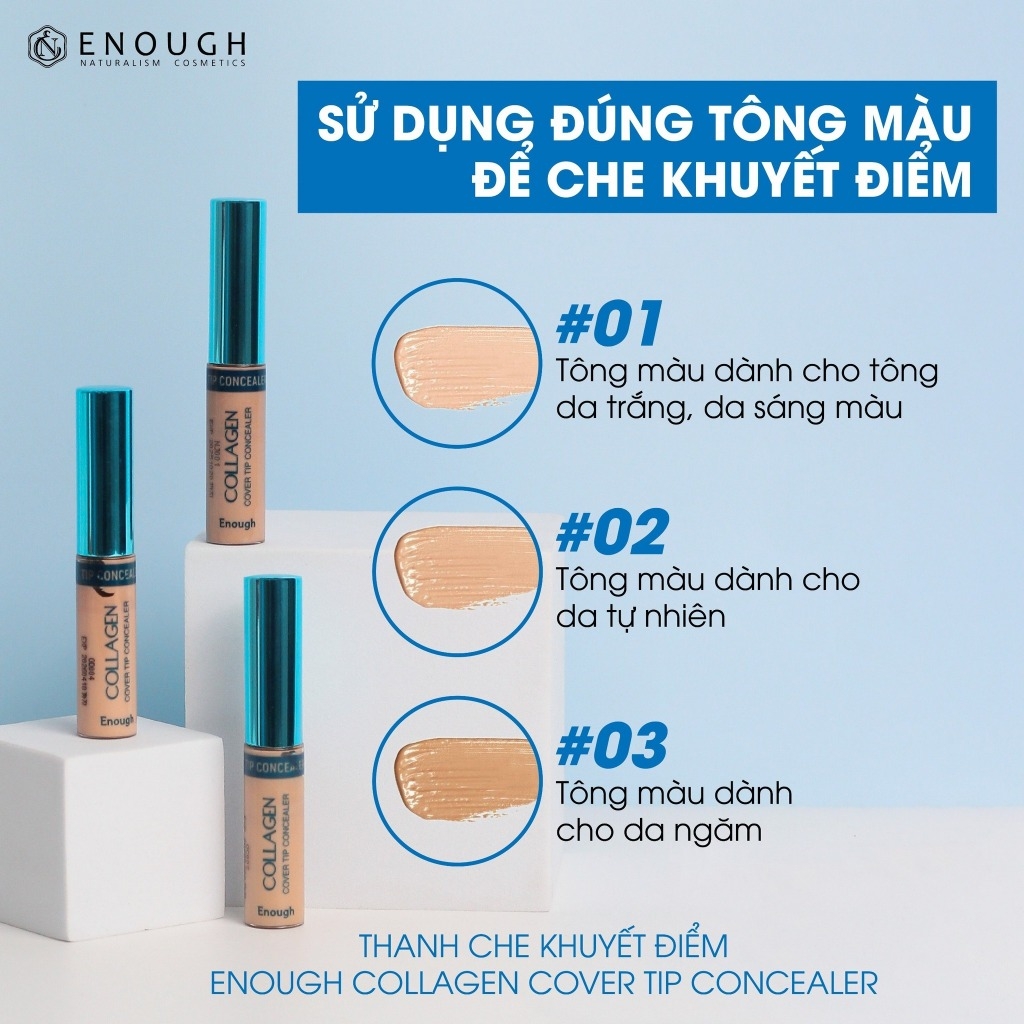 Thanh Che Khuyết Điểm Kiềm Dầu, Che Phủ Cao Enough Collagen Cover Tip 9g