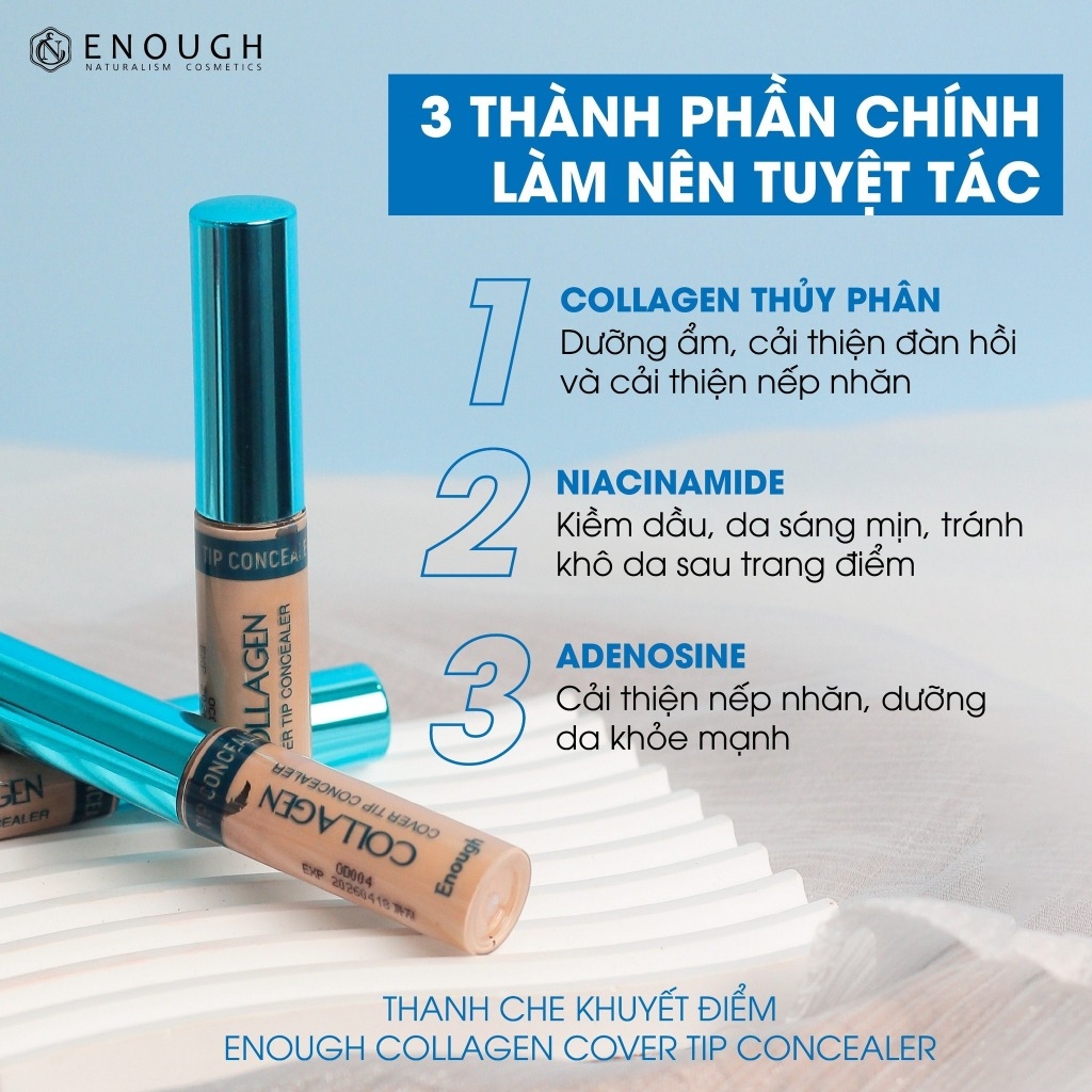 Thanh Che Khuyết Điểm Kiềm Dầu, Che Phủ Cao Enough Collagen Cover Tip 9g