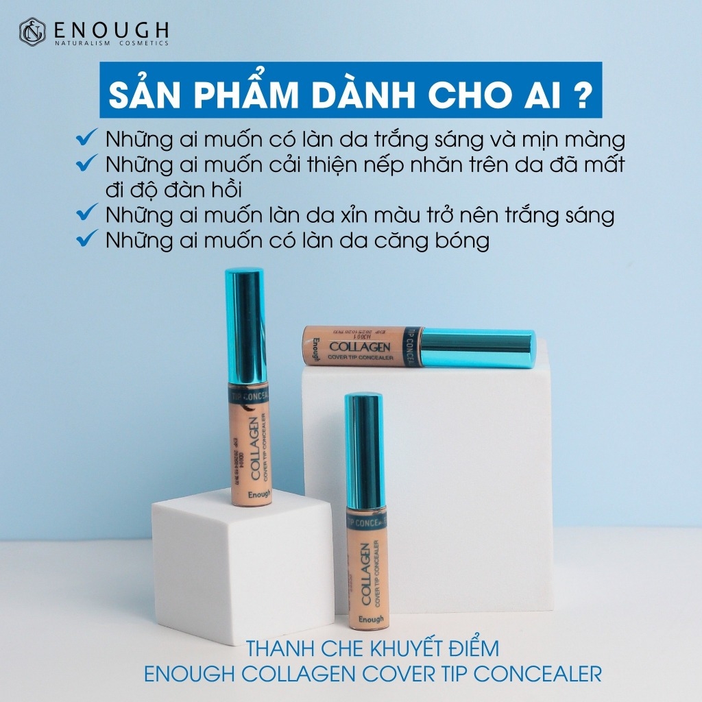 Thanh Che Khuyết Điểm Kiềm Dầu, Che Phủ Cao Enough Collagen Cover Tip 9g