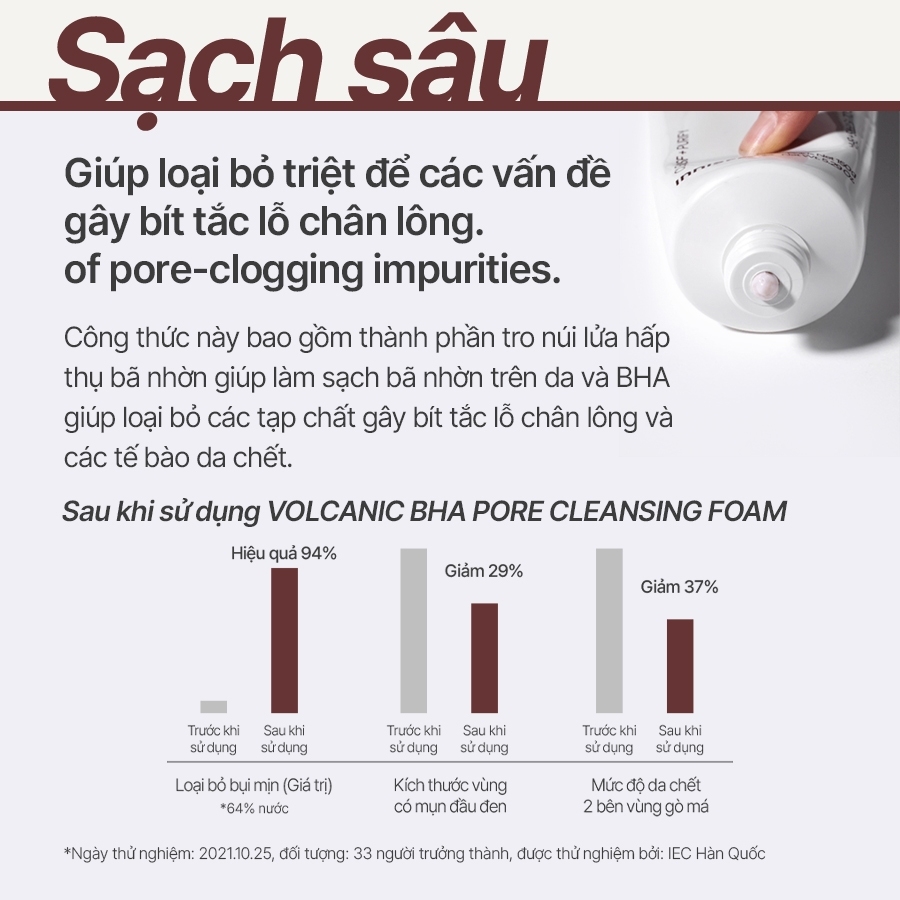 Sữa Rửa Mặt Tro Núi Lửa Trị Mụn Đầu Đen, Bã Nhờn Innisfree Jeju Volcanic Pore Cleansing Foam Ex 150ml