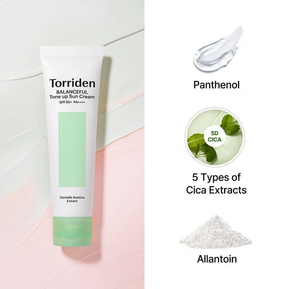 Kem Chống Nắng Nâng Tone Torriden Balanceful Cica Tone Up Sun Cream SPF50+ PA++++ 60ml 