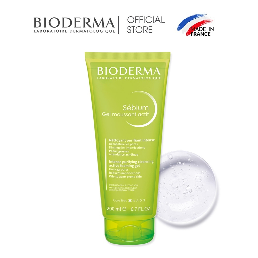 Gel Rửa Mặt Làm Sạch Sâu & Hỗ Trợ Giảm Mụn Bioderma Sebium Gel Moussant Actif 200ml