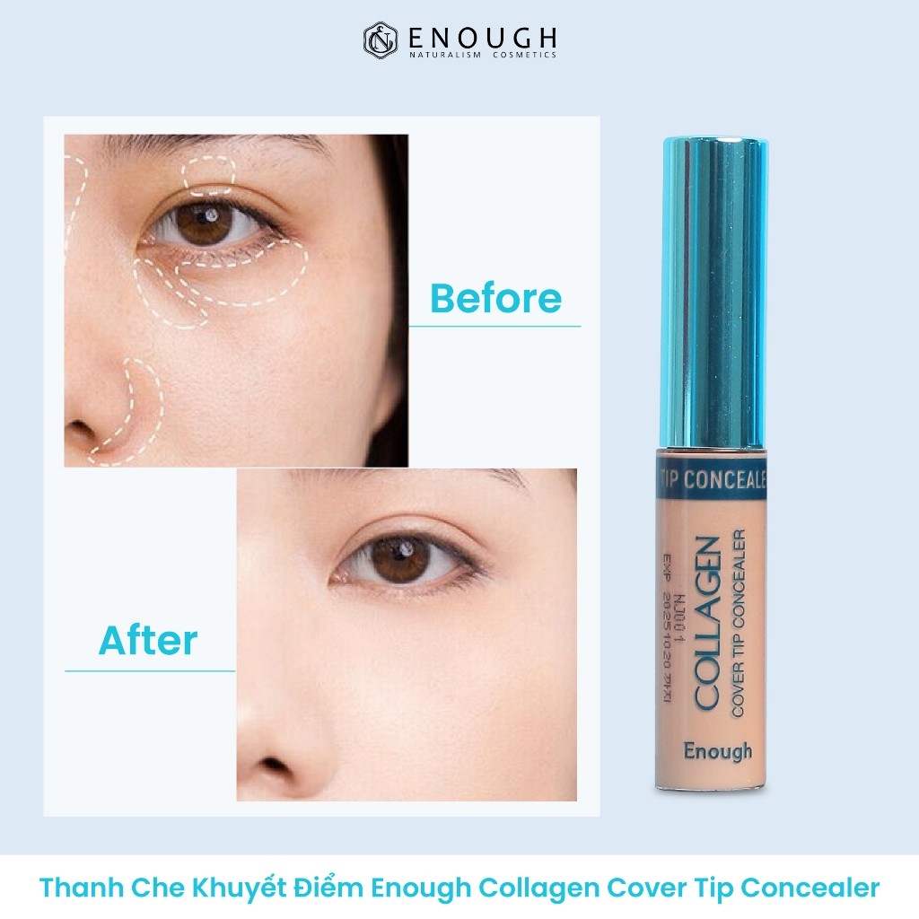 Thanh Che Khuyết Điểm Kiềm Dầu, Che Phủ Cao Enough Collagen Cover Tip 9g