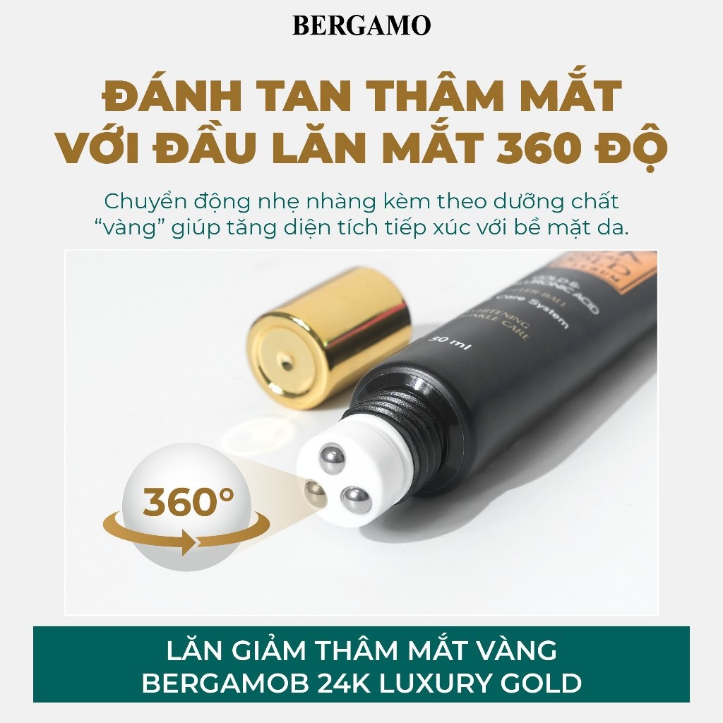 Lăn Giảm Thâm Mắt Vàng Bergamo 24k Luxury Gold Eye Serum 30ml