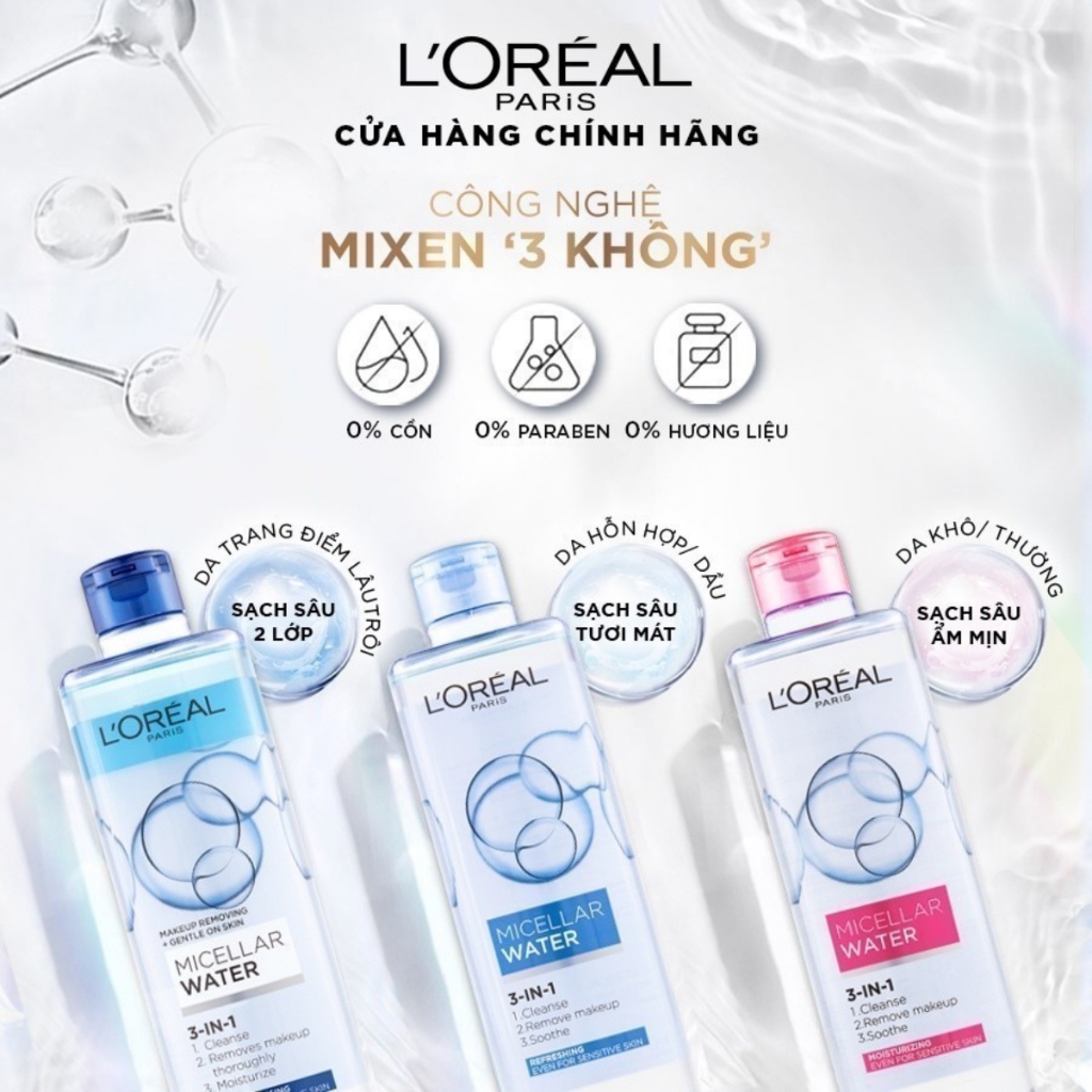 [MINI] Nước Tẩy Trang Sạch Sâu L'Oreal Paris Micellar Water 3-in-1 95ml