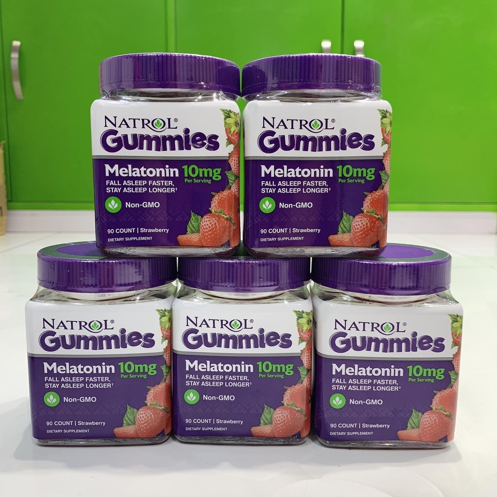 Kẹo Dẻo Ngủ Ngon Natrol Gummies Melatonin 10mg Vị Dâu Của Mỹ 90 Viên