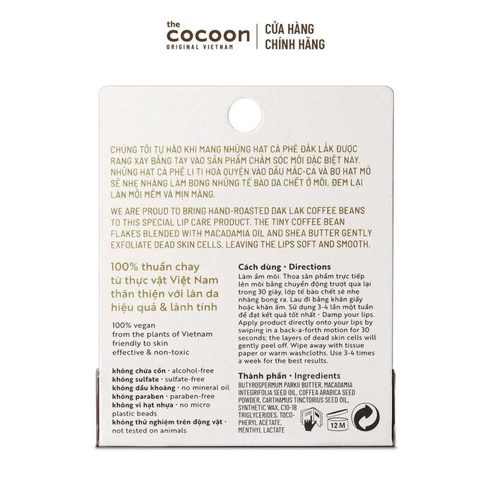 Tẩy Tế Bào Chết Môi Chiết Xuất Cà Phê Đắk Lắk The Cocoon Dak Lak Coffee Lip Scrub 5g
