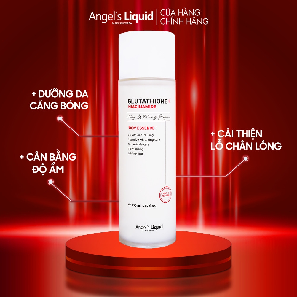 Nước Thần Dưỡng Trắng, Thu Nhỏ Lỗ Chân Lông Angel's Liquid Glutathione + Niacinamide 7Day Whitening Program 700V Essence 150ml