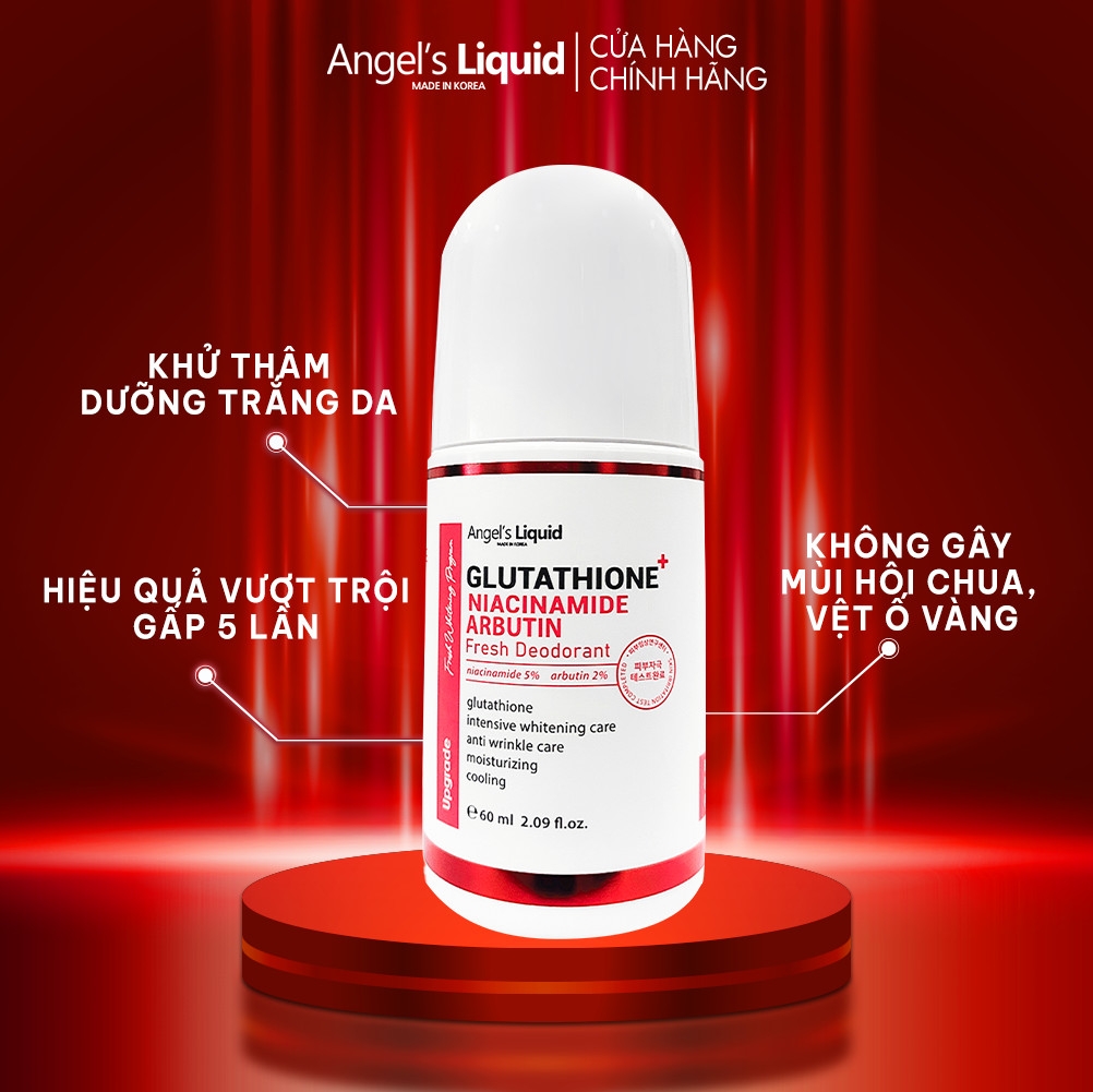 Lăn Khử Mùi Mờ Thâm, Dưỡng Trắng Vùng Da Dưới Cánh Tay Angel's Liquid Glutathione+ Niacinamide Arbutin Fresh Deodorant 60ml