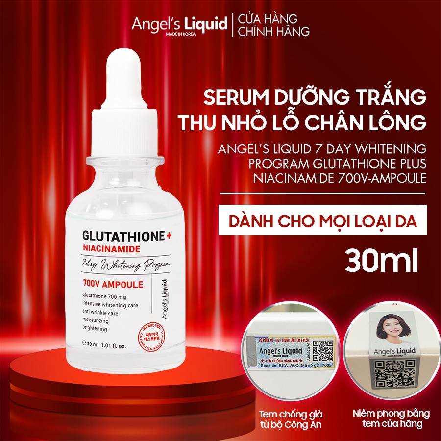 Tinh Chất Truyền Trắng Trị Nám Chuyên Sâu Angel's Liquid Glutathione + Niacinamide 700 V-Ampoule 30ml