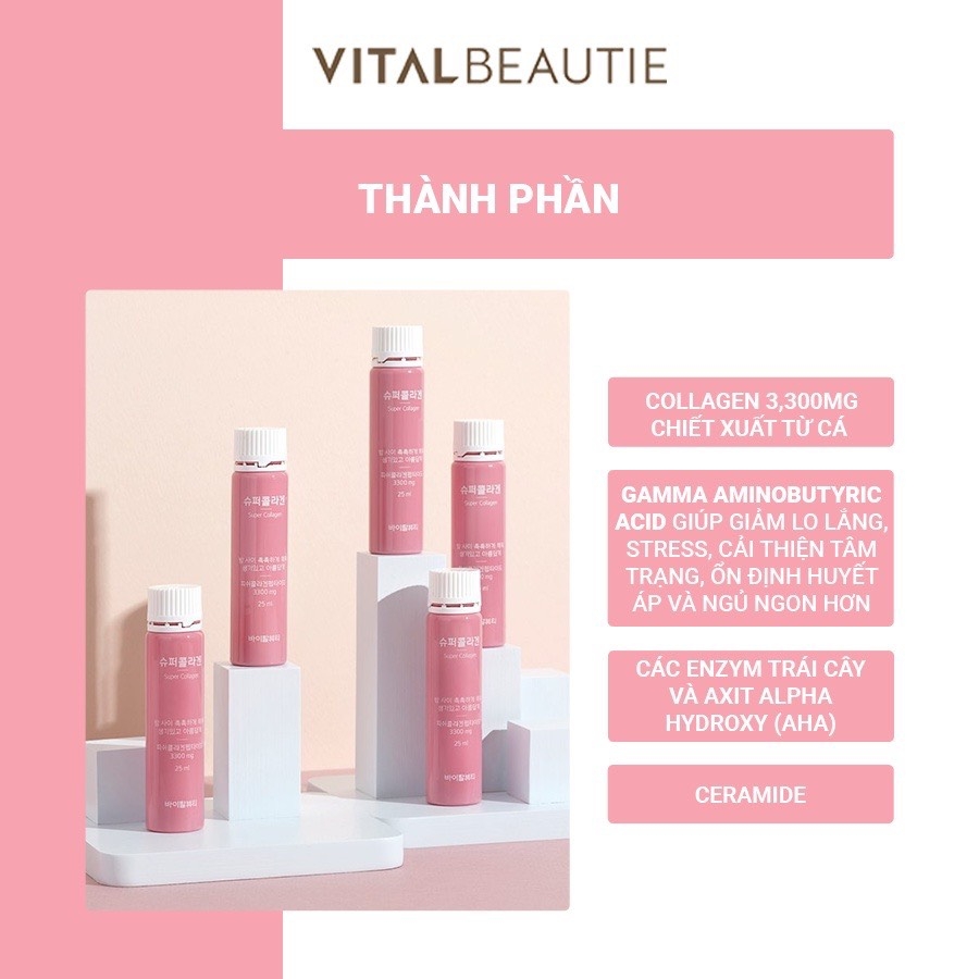Nước Uống Bổ Sung Collagen Hỗ Trợ Làm Đẹp Và Ngăn Ngừa Lão Hóa Vital Beautie Super Collagen 25ml*30 ống