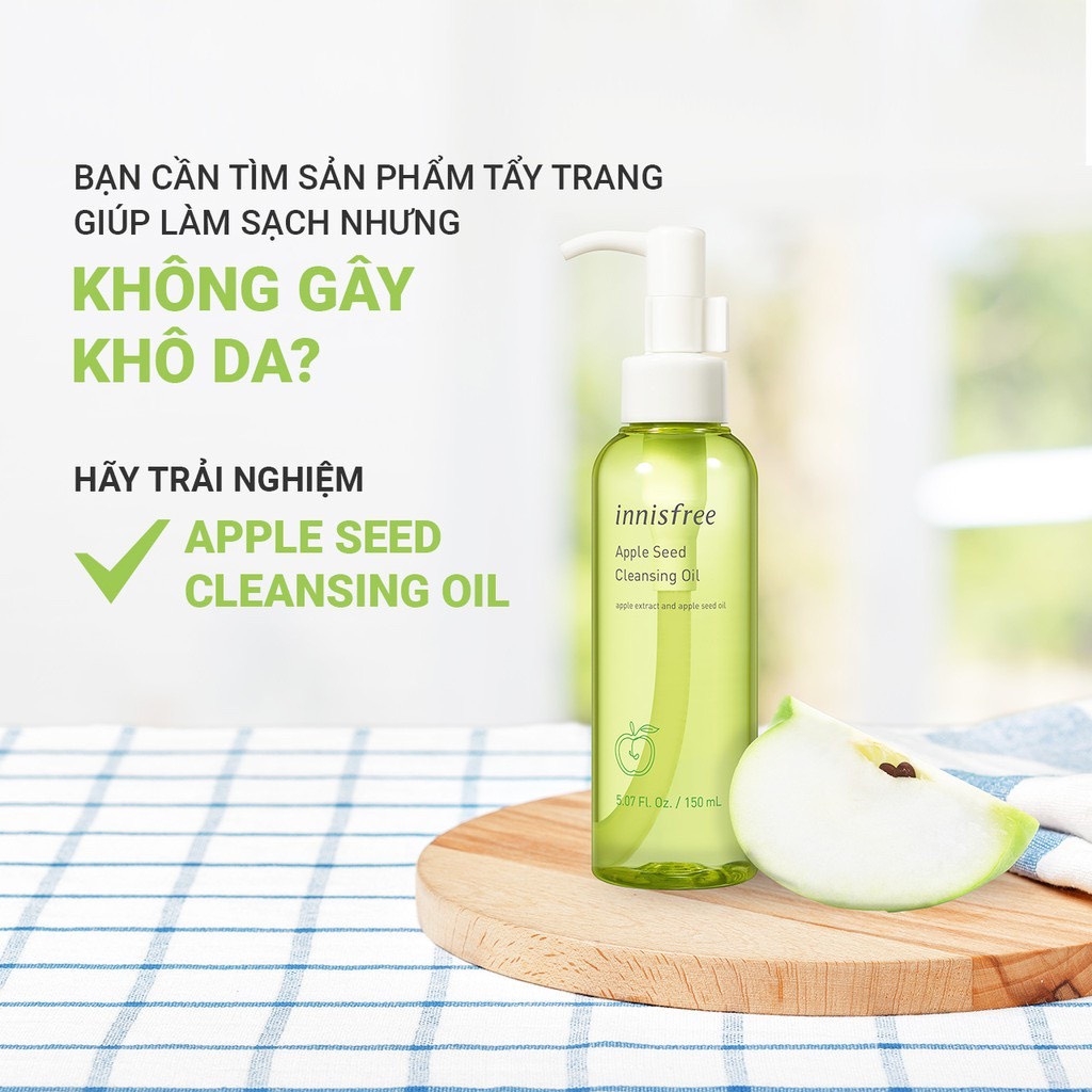 Dầu Tẩy Trang Chiết Xuất Tinh Chất Hạt Táo Xanh Innisfree Apple Seed Cleansing Oil 150ml