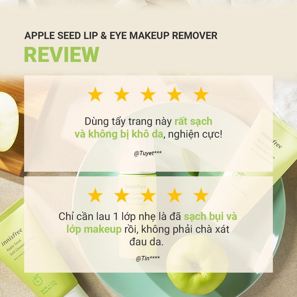 Tẩy Trang Mắt Môi Innisfree Apple Juicy Lip & Eye Remover 100ml