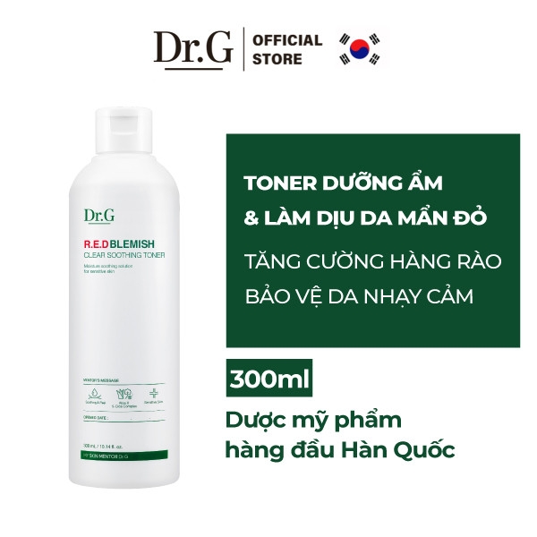 Nước Hoa Hồng Dưỡng Ẩm, Làm Dịu Da Mẫn Đỏ Dr.G R.E.D Blemish Clear Soothing Toner 300ml
