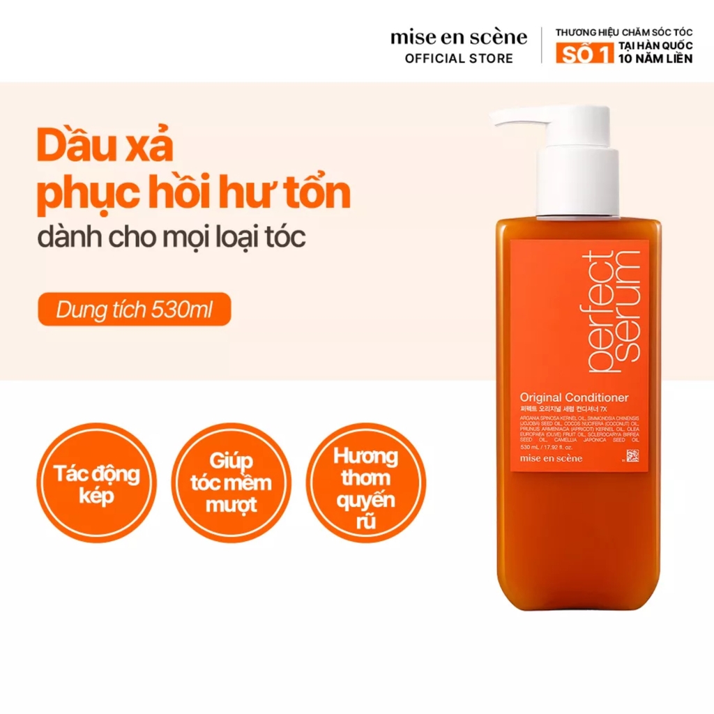 Bộ Dầu Gội Xả Dưỡng Tóc Mềm Mượt, Phục Hồi Tóc Hư Tổn Mise En Scene Repair Perfect Serum Original 680ml