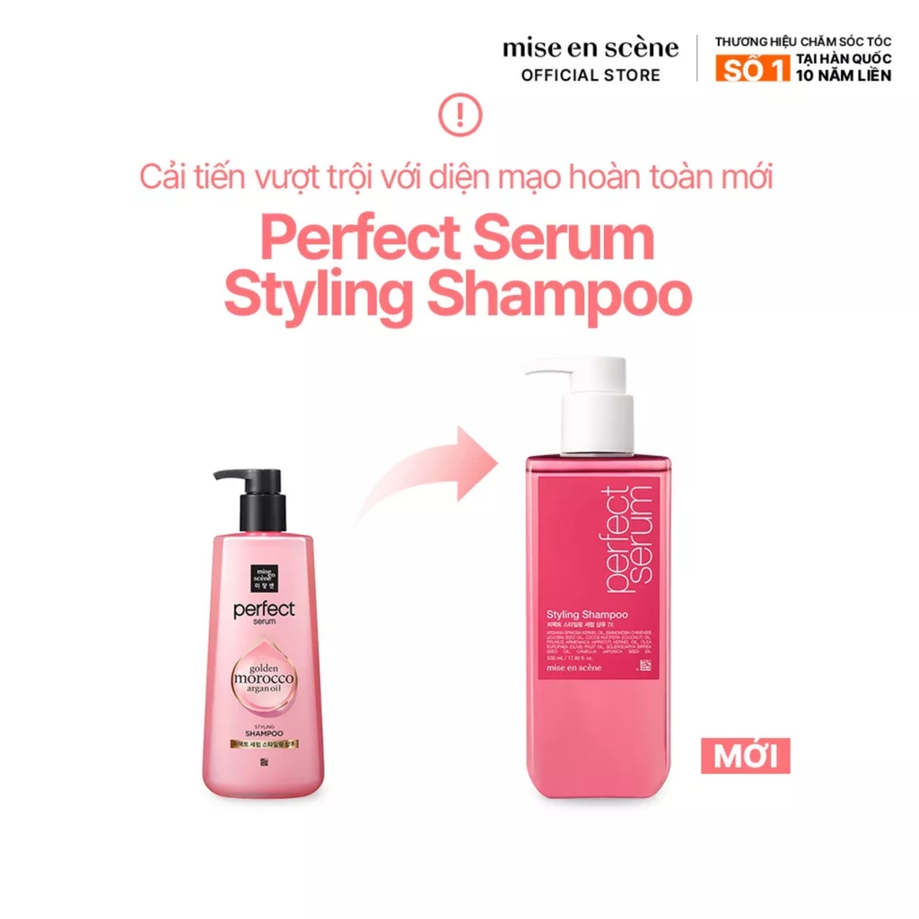 Bộ Gội Xả Suôn Mượt Vào Nếp Dành Cho Tóc Uốn Mise en scene Perfect Serum Styling 680ml