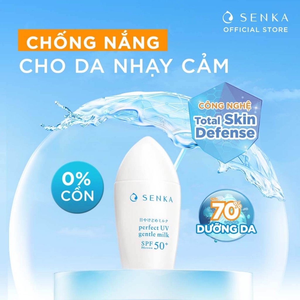 Sữa Chống Nắng Lành Tính, Dành Cho Da Nhạy Cảm Senka Perfect UV Gentle Milk A SPF 50+/PA++++ 40ml