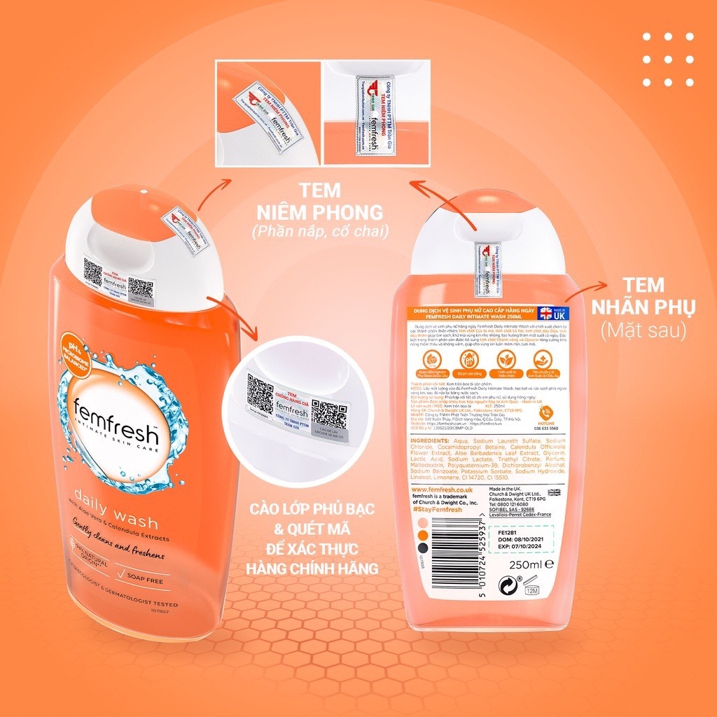 Dung Dịch Vệ Sinh Phụ Nữ Dưỡng Ẩm Cân Bằng Độ pH Femfresh Daily Intimate Wash 250ml