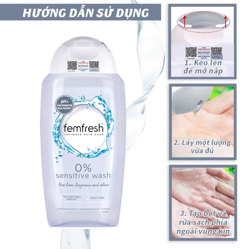 Dung Dịch Vệ Sinh Phụ Nữ Dành Cho Da Nhạy Cảm Femfresh Sensitive Intimate Wash 250ml