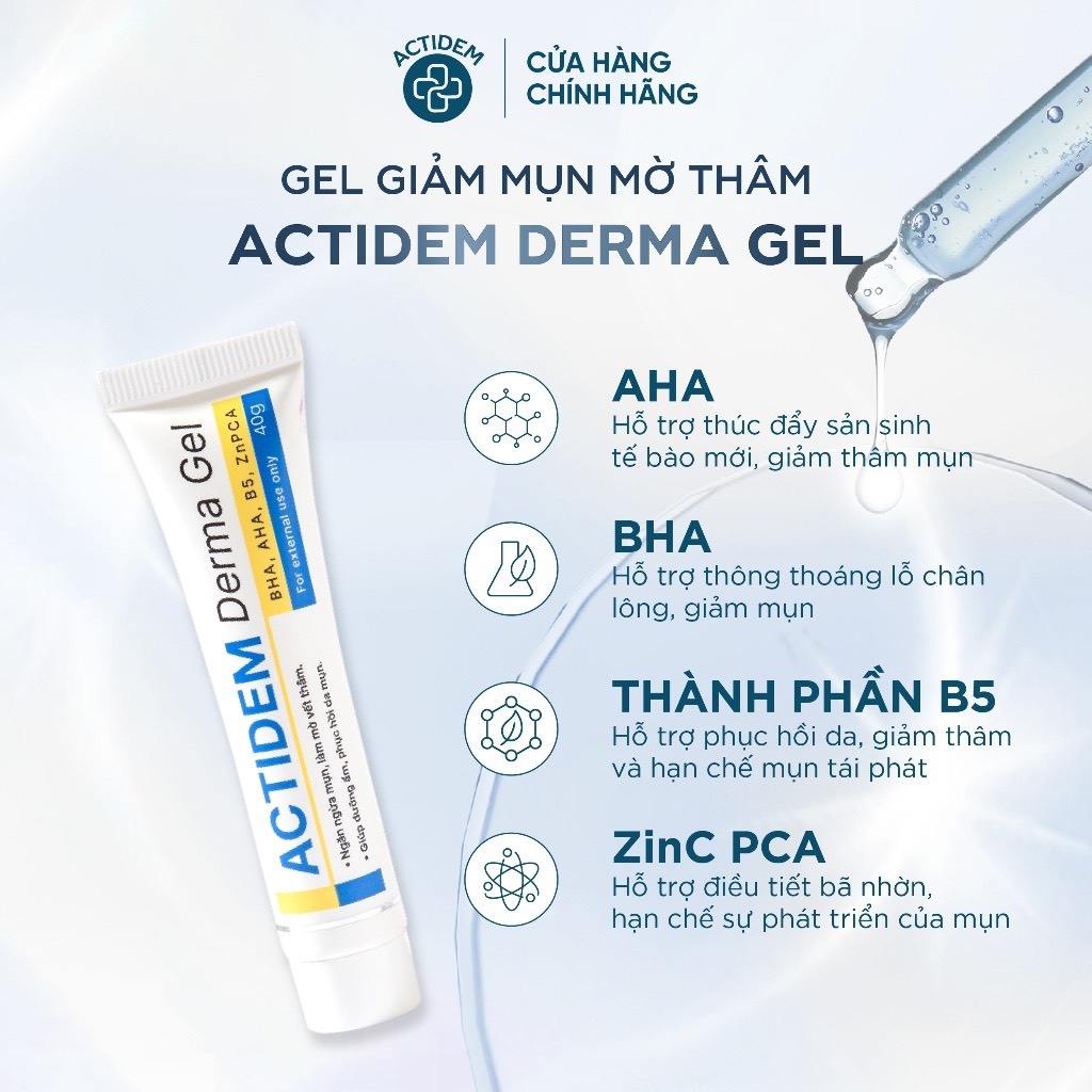 Kem Trị Mụn, Thâm Actidem Derma Gel 18g