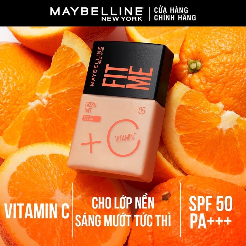 Kem Nền Căng Mướt Maybelline Fit Me Fresh Tint Vitamin C Foundation SPF50 PA+++ 30ml