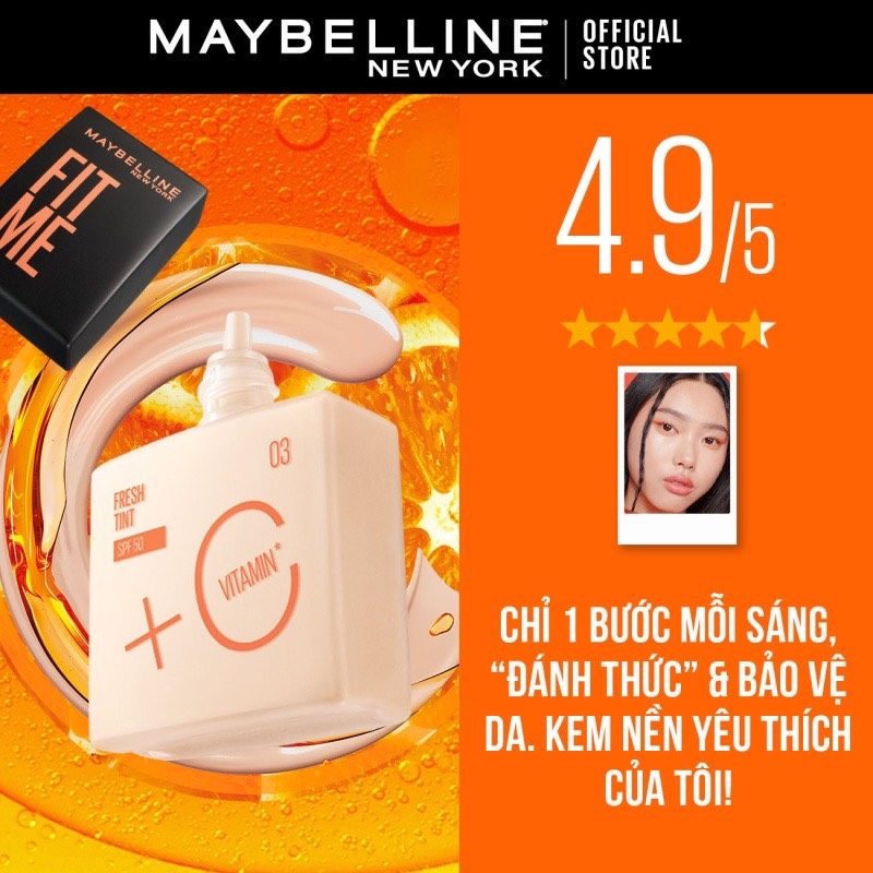 Kem Nền Căng Mướt Maybelline Fit Me Fresh Tint Vitamin C Foundation SPF50 PA+++ 30ml