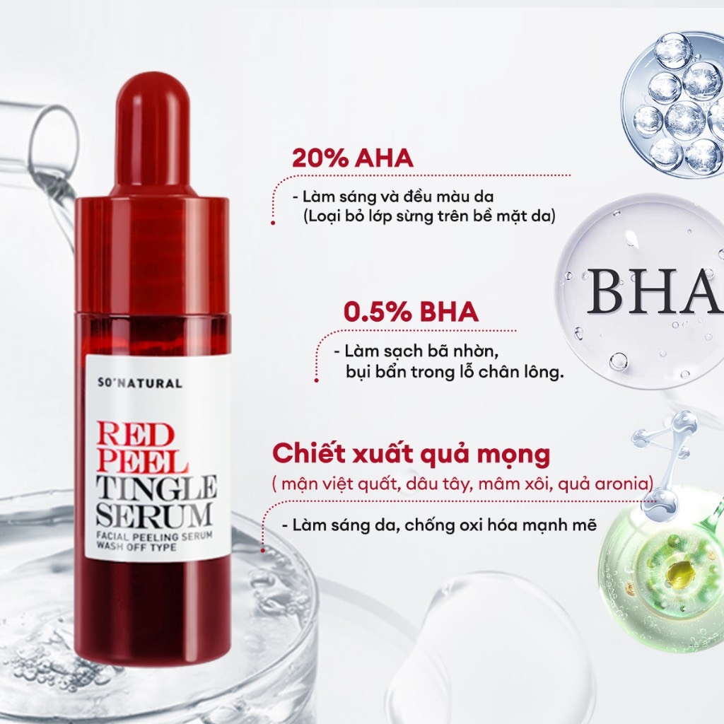 (Size nhỏ) Tinh Chất Tẩy Da Chết Hóa Học So’Natural Red Peel Tingle Serum 11ml