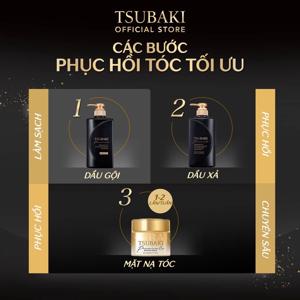 Bộ Gội Xả Tsubaki Phục Hồi Hư Tổn Nặng, Giảm Gãy Rụng Tsubaki Premium EX Intensive Repair 490ml