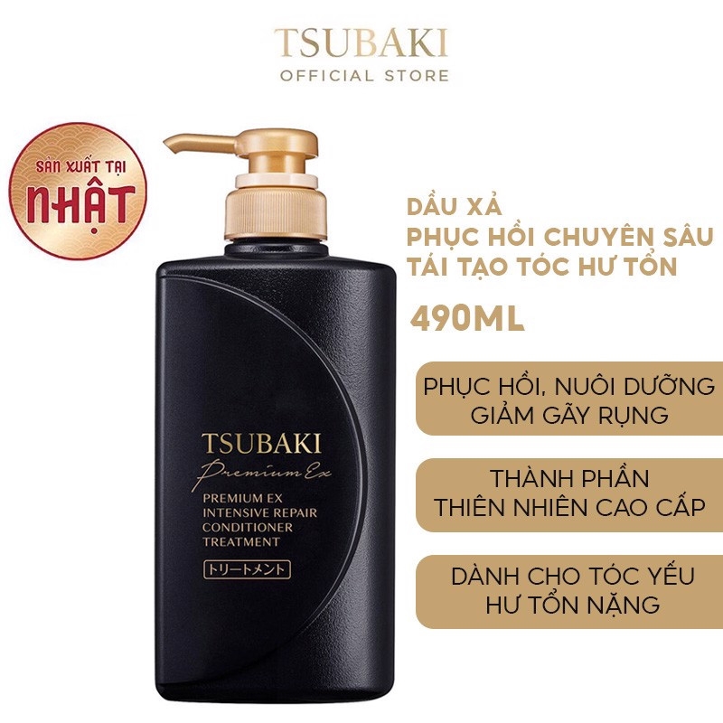 Bộ Gội Xả Tsubaki Phục Hồi Hư Tổn Nặng, Giảm Gãy Rụng Tsubaki Premium EX Intensive Repair 490ml