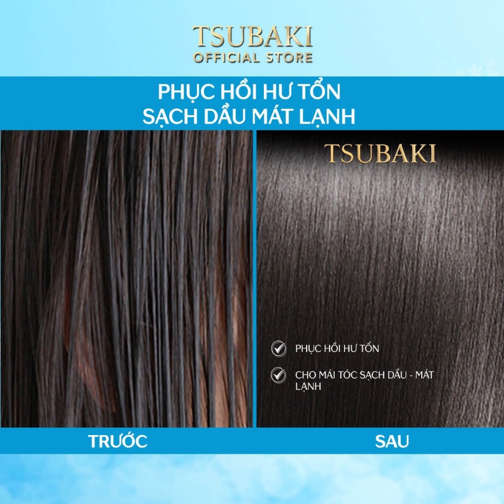 Bộ Gội Xả Phục Hồi Hư Tổn, Sạch Dầu Mát Lạnh Tsubaki Premium Cool 490ml