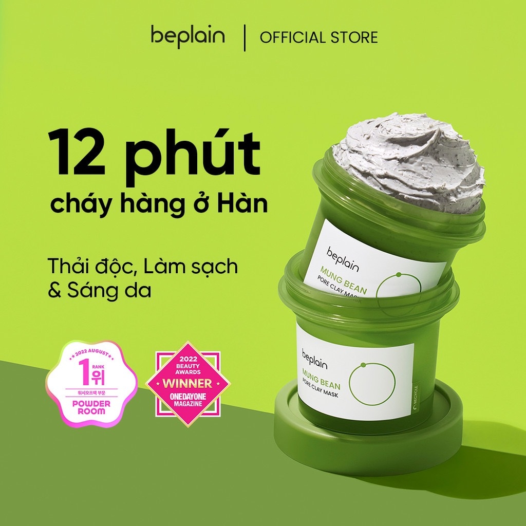 Mặt Nạ Đất Sét Đậu Xanh Thải Độc & Làm sạch Beplain Mung Bean Pore Clay Mask 120ml