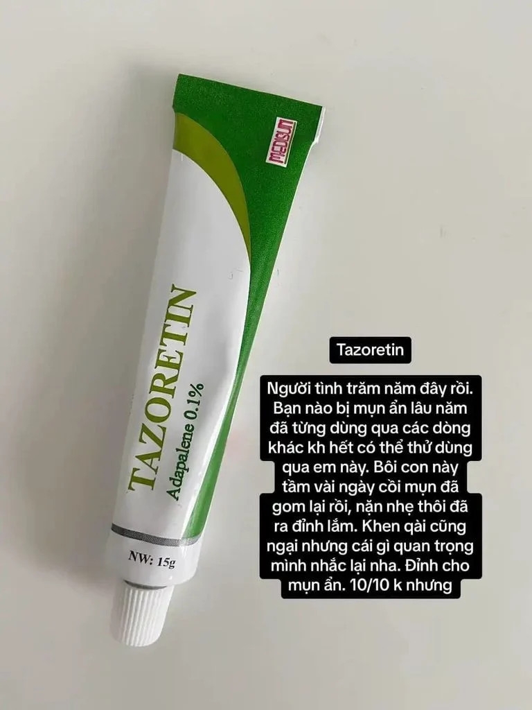 Gel Trị Mụn Ẩn, Mụn Trứng Cá Tazoretin Adapalene 0.1% 15g