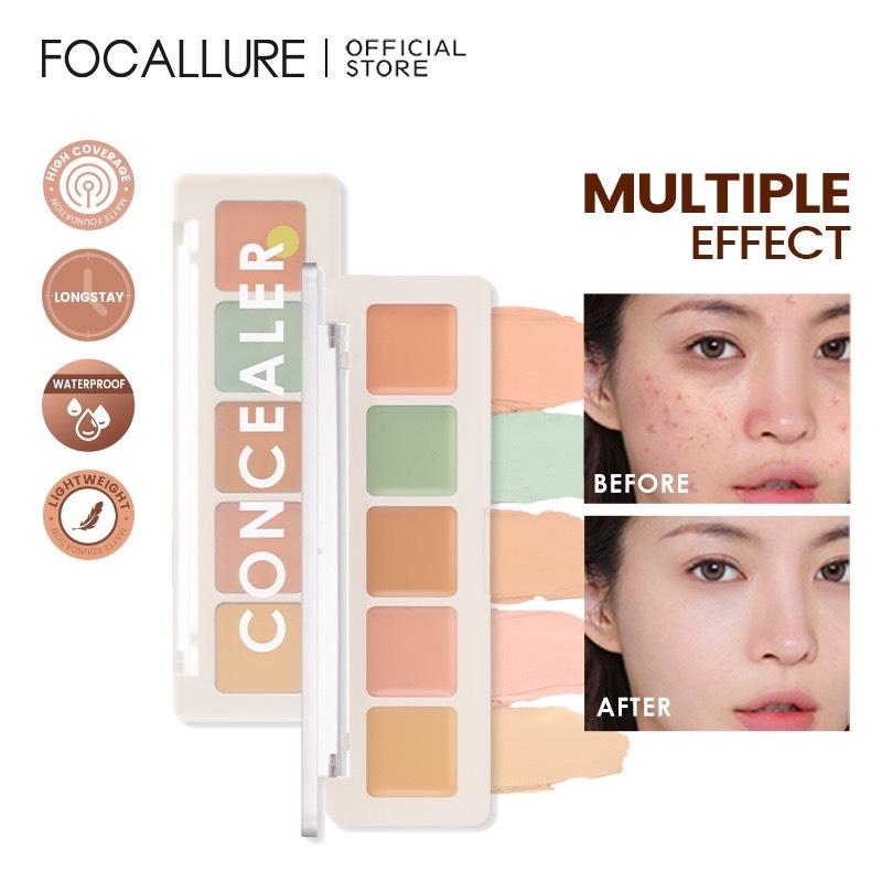 Bảng Triệt Sắc Che Khuyết Điểm 5 Ô Focallure Color Concealer Palette FA172 4.3g