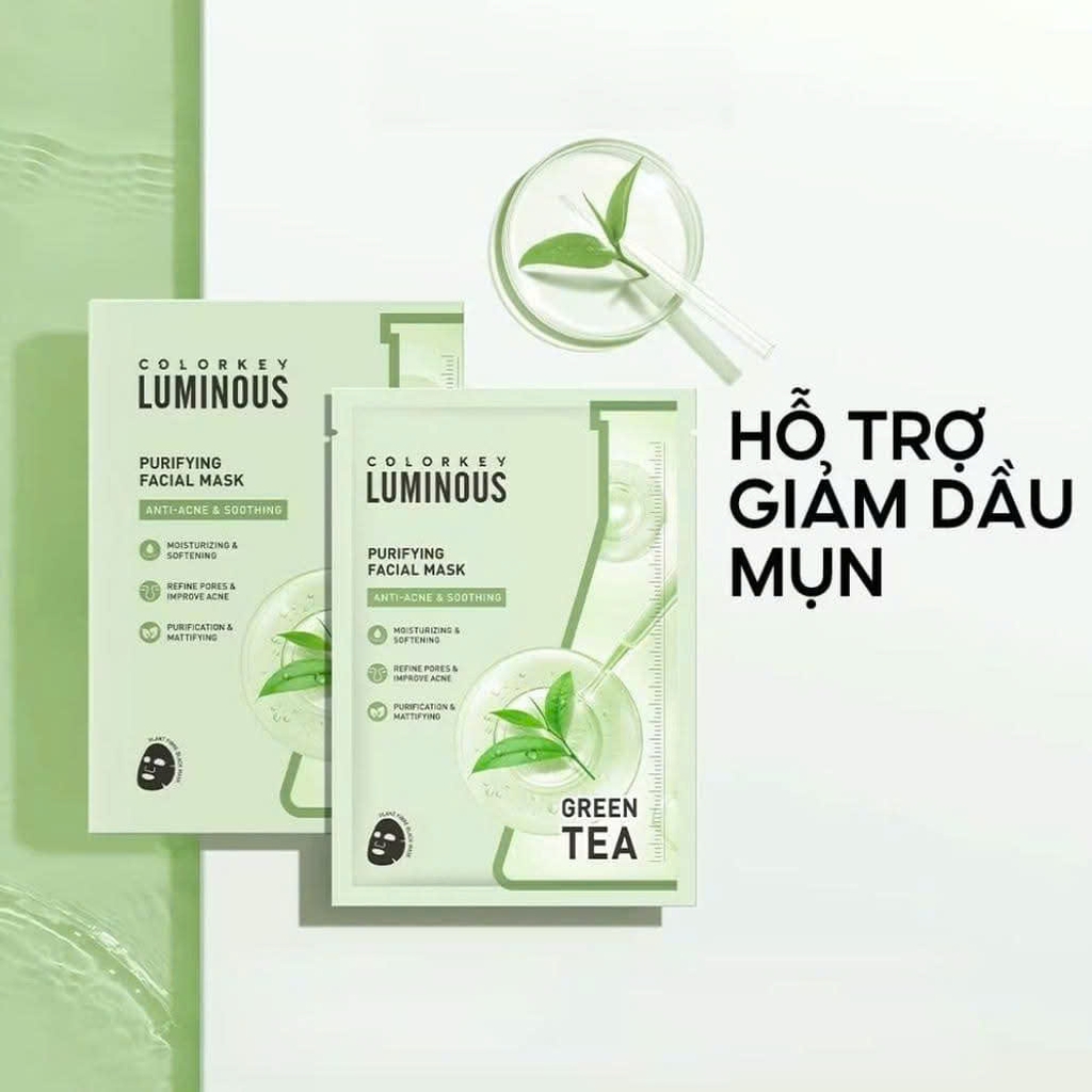 Mặt Nạ Trà Xanh Dịu Da Colorkey Luminous Green Tea 25ml