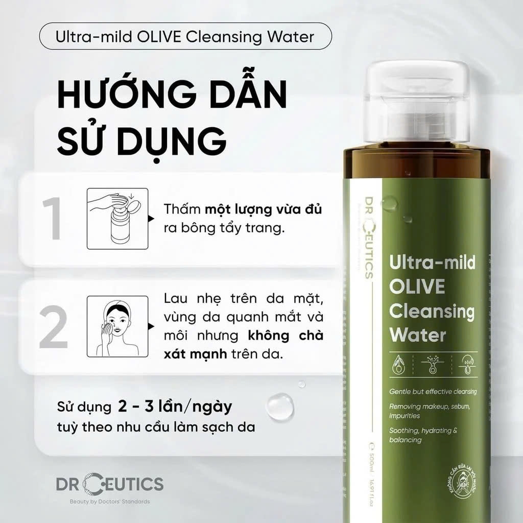 Nước Tẩy Trang Sạch Sâu Dịu Nhẹ Dr.Ceutics Ultra-mild Olive 500ml