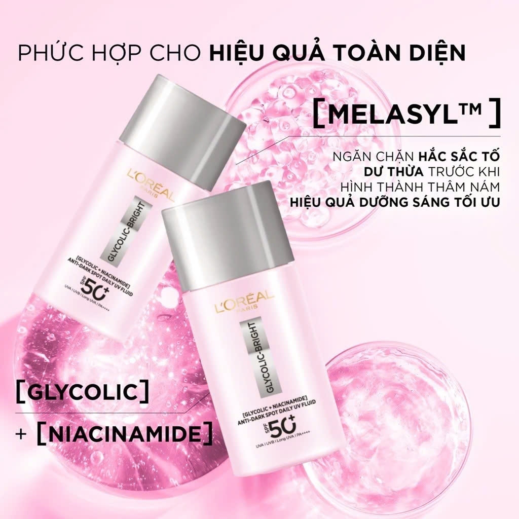 Kem Chống Nắng L'Oreal Paris Glycolic-Bright Anti-Dark Spot Daily UV Fluid 50ml