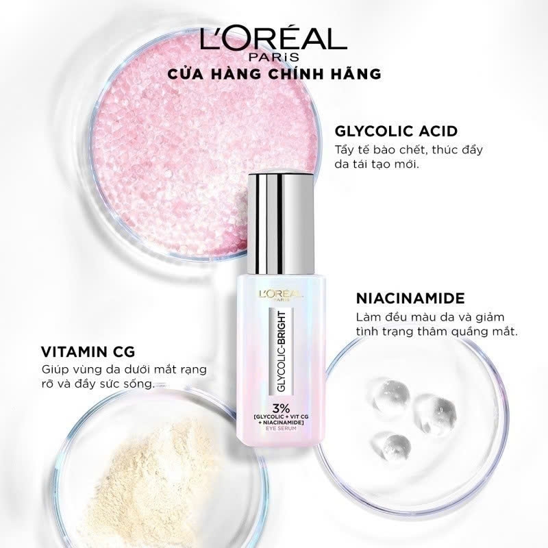 Dưỡng Mắt L'Oreal Glycolic-Bright Dark Circle Eye Serum 20ml