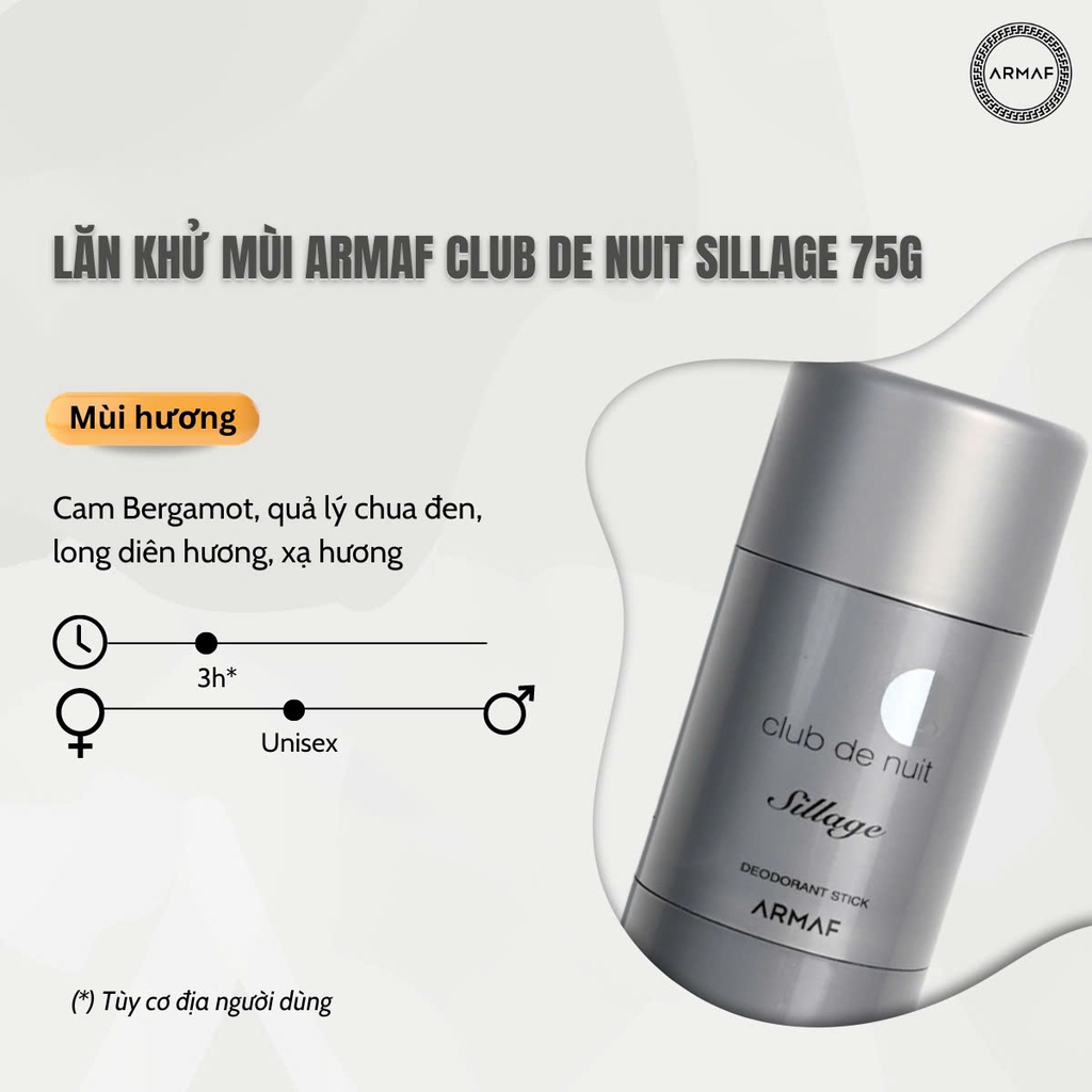 Lăn Khử Mùi Armaf Club De Nuit Sillage Deodorant Stick 75g
