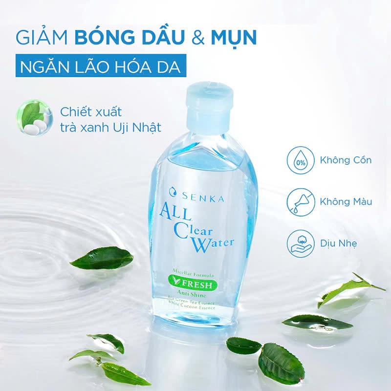 Nước Tẩy Trang Giảm Bóng Nhờn Senka All Clear Water Micellar Formula - Fresh 230ml