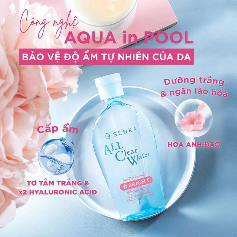 Nước Tẩy Trang Senka Cấp Ẩm, Dưỡng Sáng Da All Clear Water Micellar Formula White 230ml