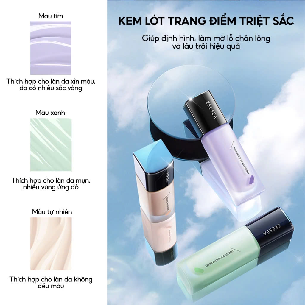 Kem Lót Trang Điểm Kiềm Dầu, Nâng Tông Tự Nhiên, Che Khuyết Điểm Zeesea Multi-Effect Makeup Primer  30g