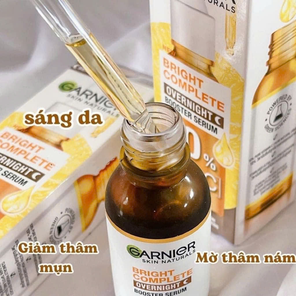 Tinh Chất Dưỡng Sáng Da, Mờ Thâm Ban Đêm Garnier Skin Naturals Bright Complete Overnight Booster Serum 30ml